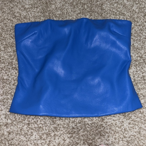 New Lovers and Friends Kya Faux Leather Top in Royal Blue size XS - Picture 7 of 9